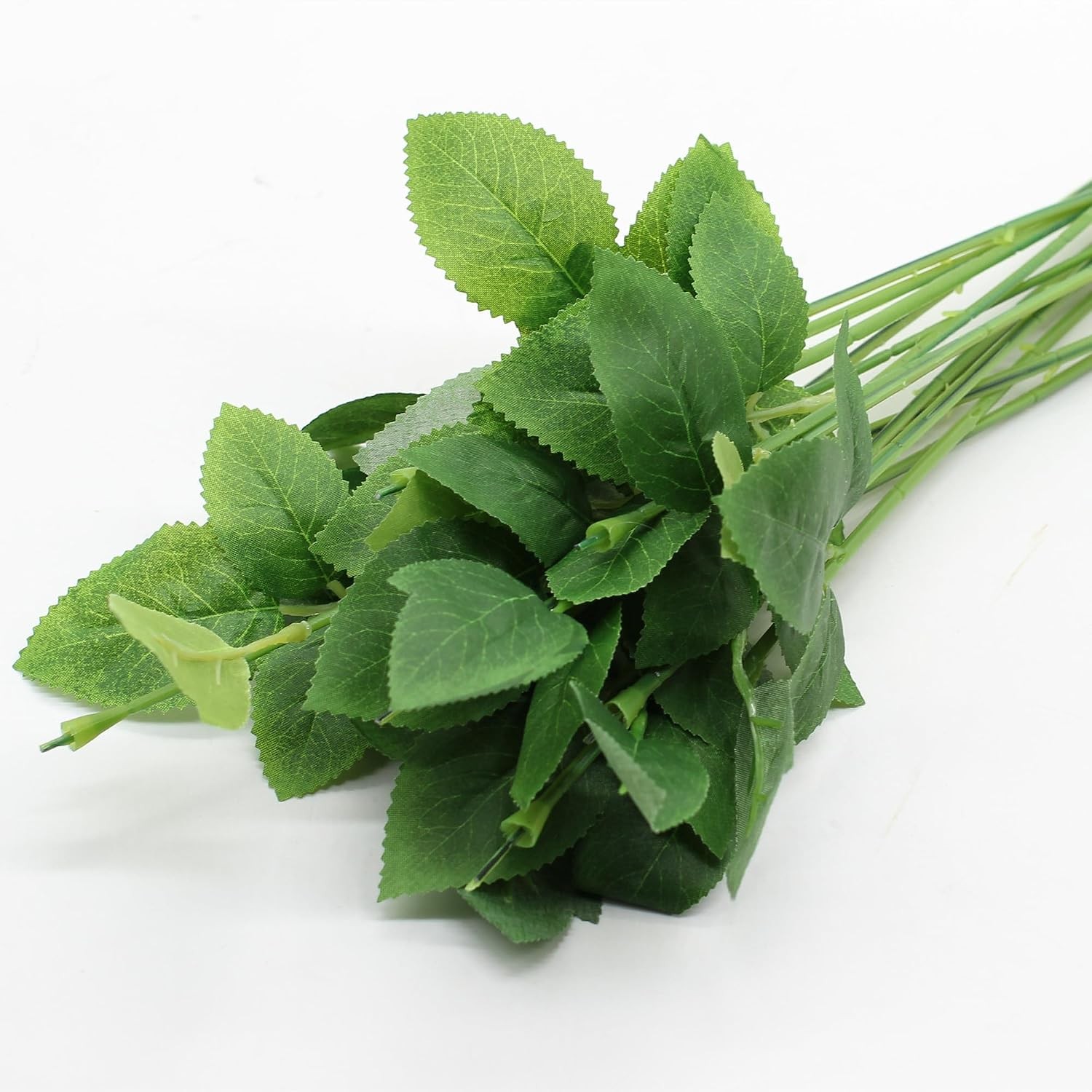 30Pcs Floral Wire Stem W/ Leaves & 30Pcs Artificial Flower Calyxes Set Plastic