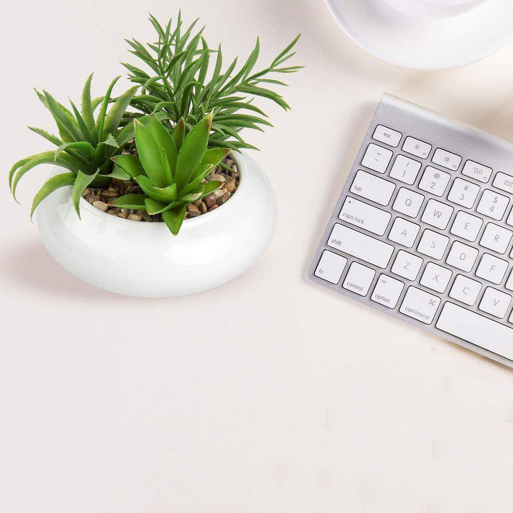 Potted Artificial Succulent Plant with White Ceramic Pot