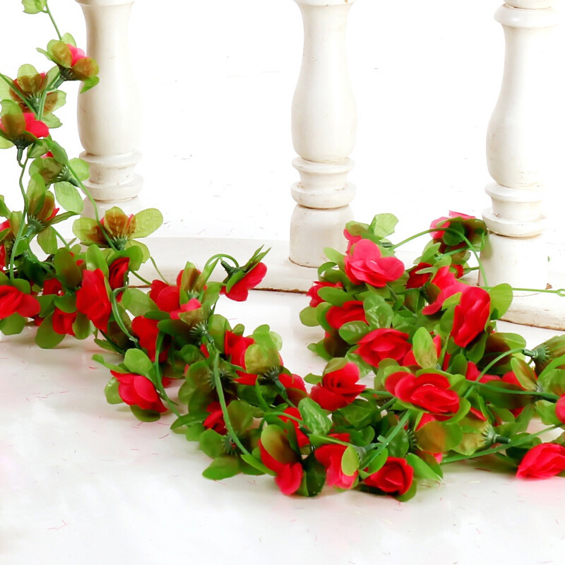 1PCS Silk Rose Artificial Flowers Vine Garland Fake Ivy Arch Hanging Fake Plant
