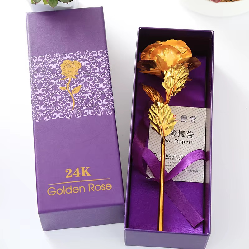 24K Gold Foil Rose Flower Creative Gift Emulated Flower Valentine’S Day Gift Si
