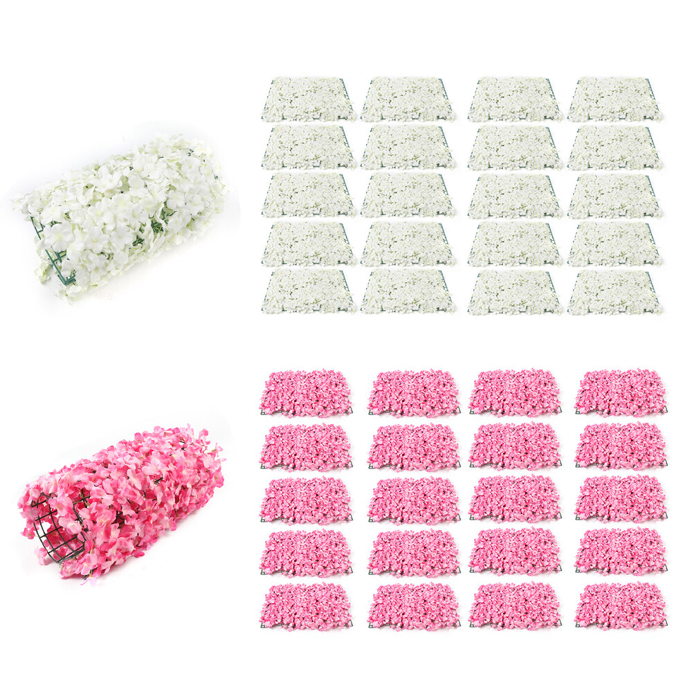 10/20Pcs Artificial Wedding Silk Flower Wall Decor Background Rose Floral Panels