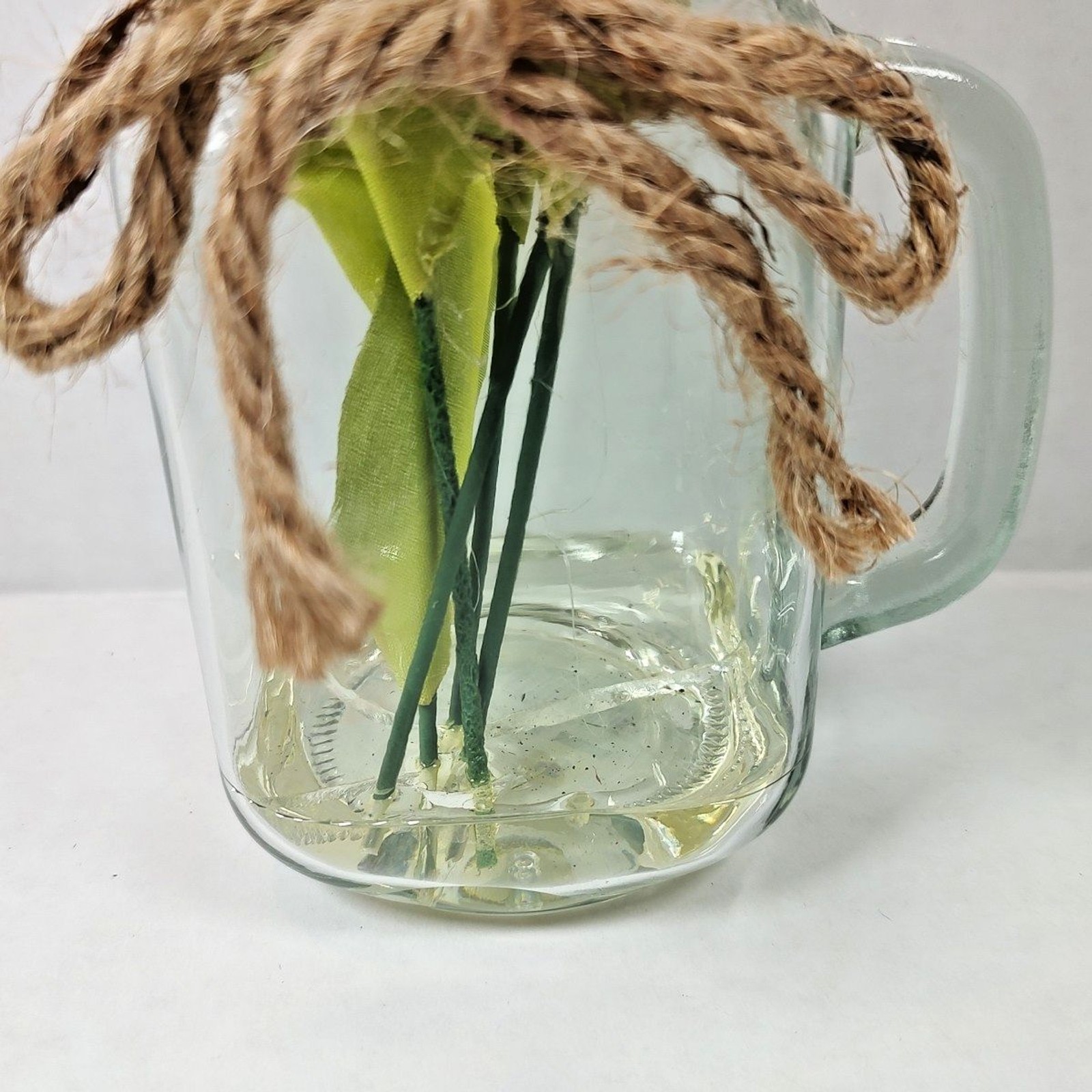Artificial Flower Market Bouquet Arrangement Mason Jar Vase Glass w/ Handle New