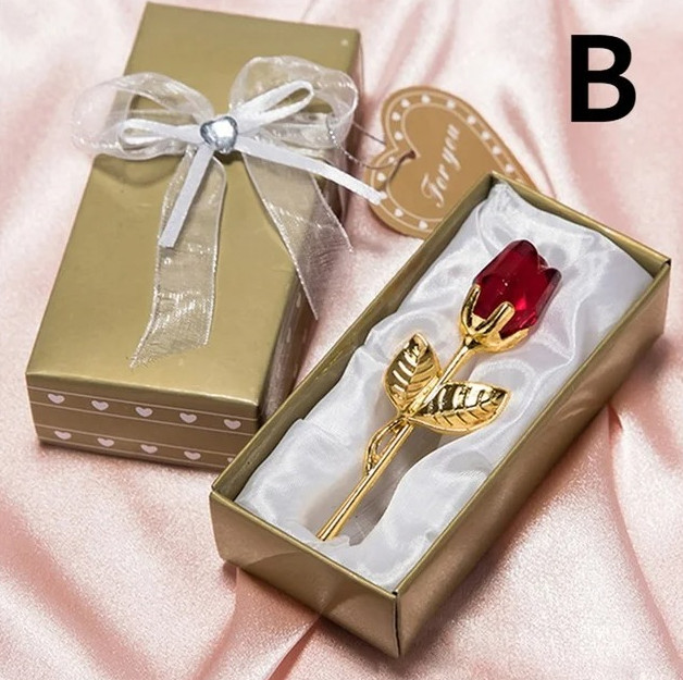 1pc Crystal Glass Rose Flower Figurine Romantic Home Wedding Gift Decor – NEW