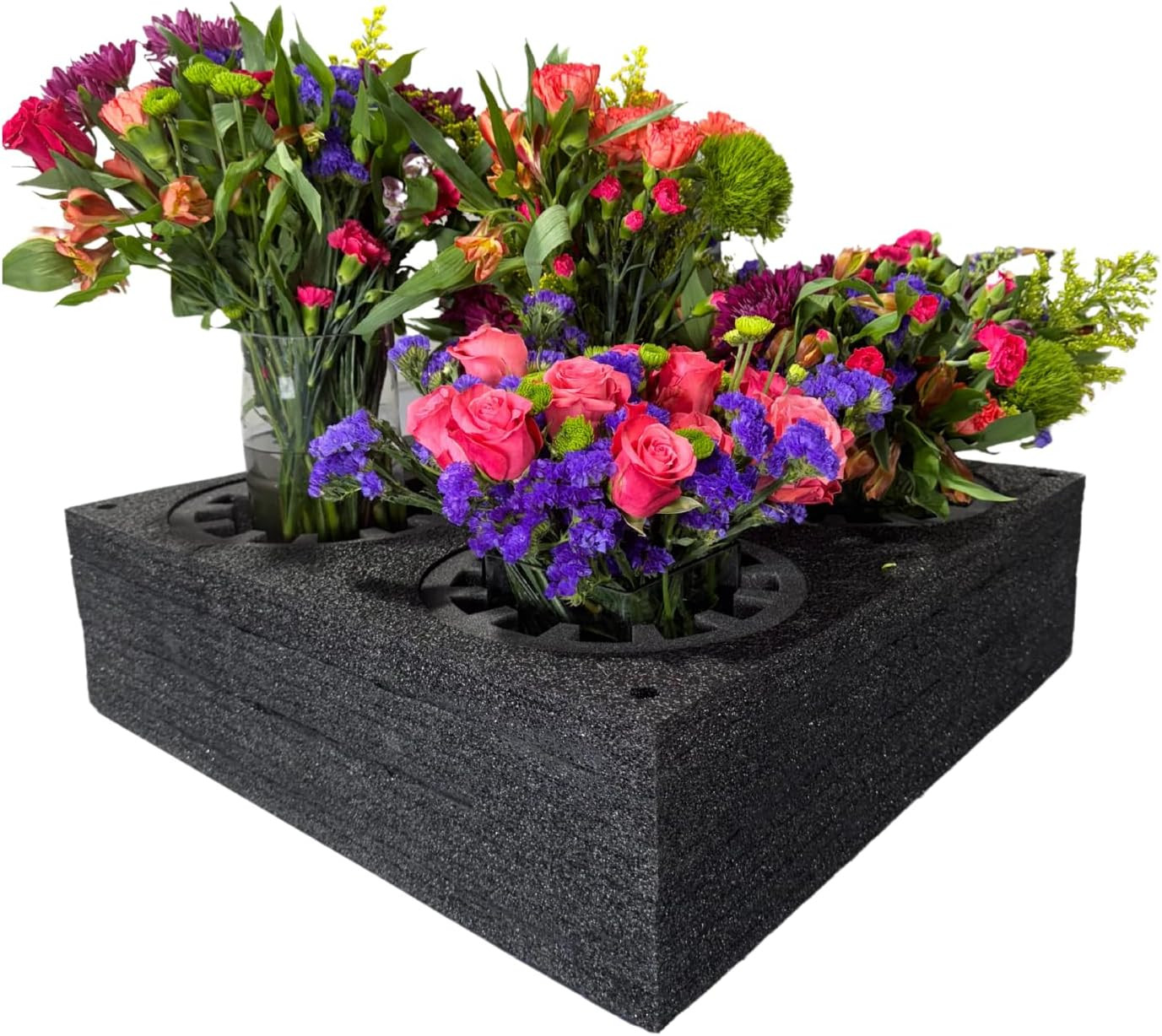 EPE USA Floral Arrangement Transport Tray, 5 Holes, 24 X 24 X 7 Inches, Black, A