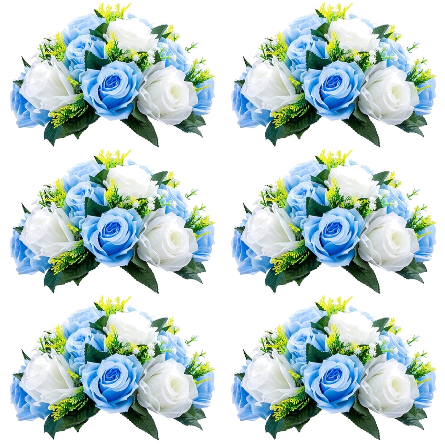 Wedding Table Centerpieces – 6 Pcs Blue & White Floral Balls