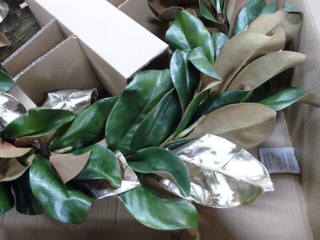 West Elm Metallic Magnolia faux wreath 26″ diameter