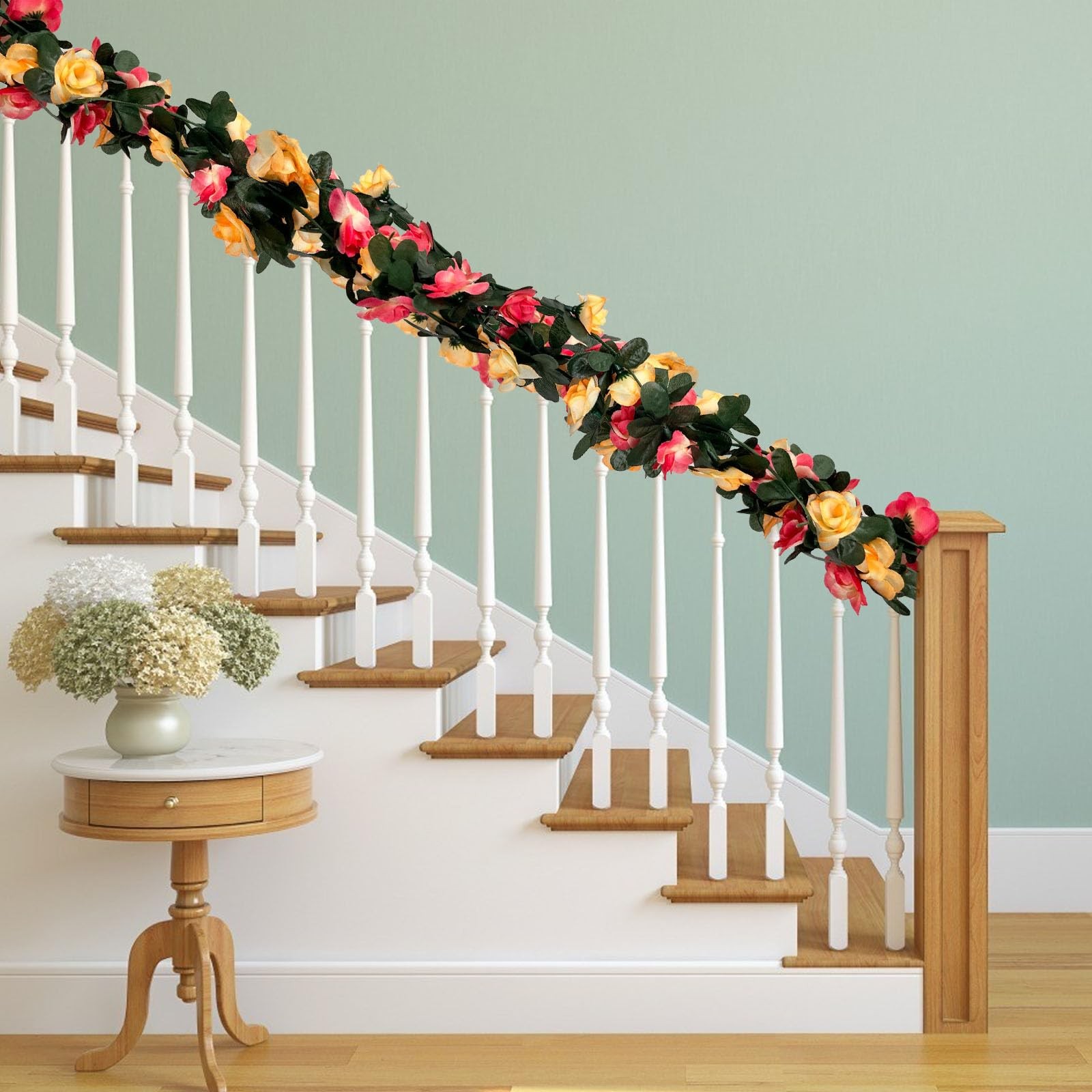 8pcs 63ft Pink Yellow Rose Garland Fake Flower Vines Artificial Vine Flowers Ros