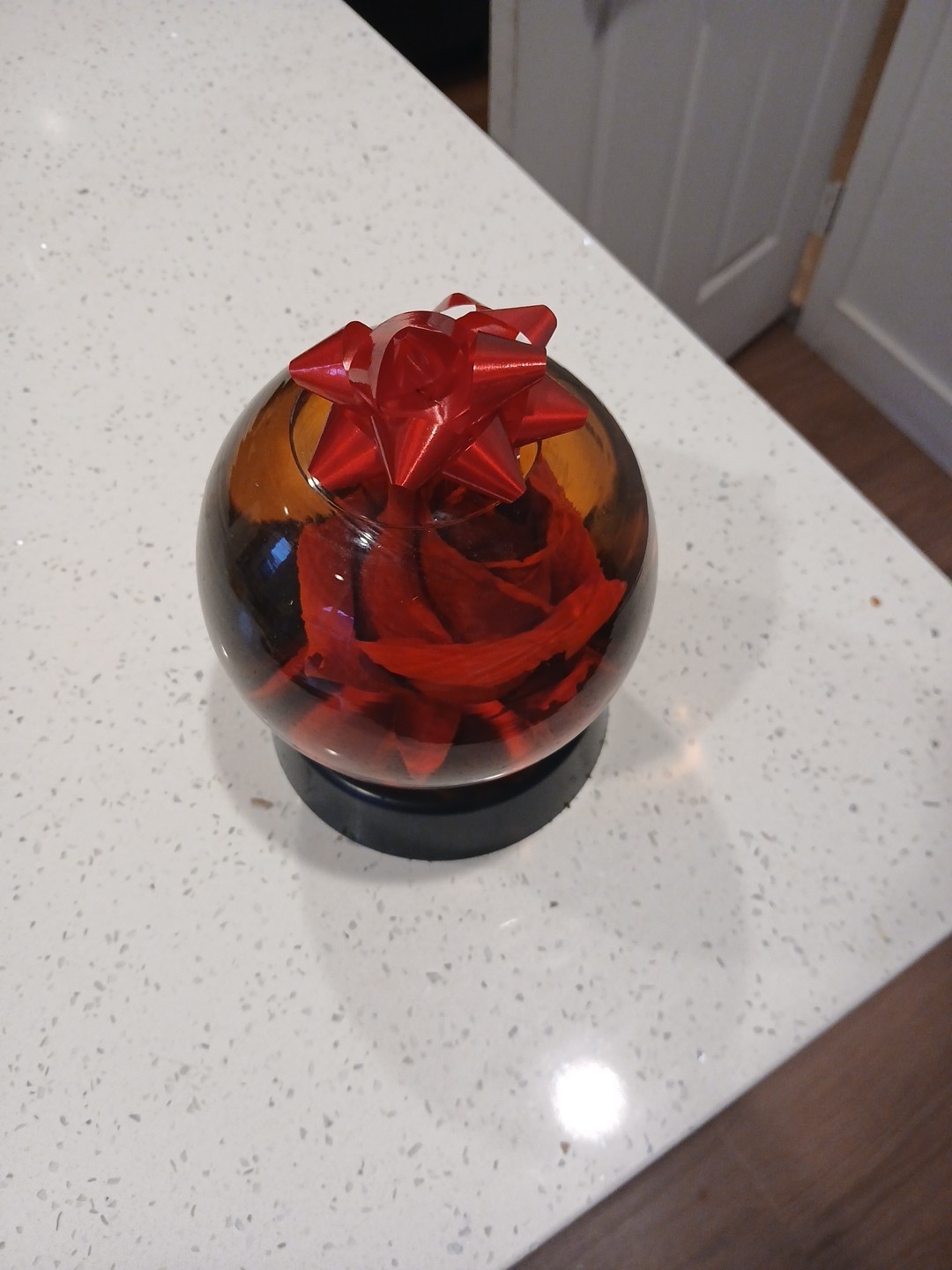 Forever Pink ROSE In Glass Ball Water Dome Globe Large Real Rose 6×6 in.