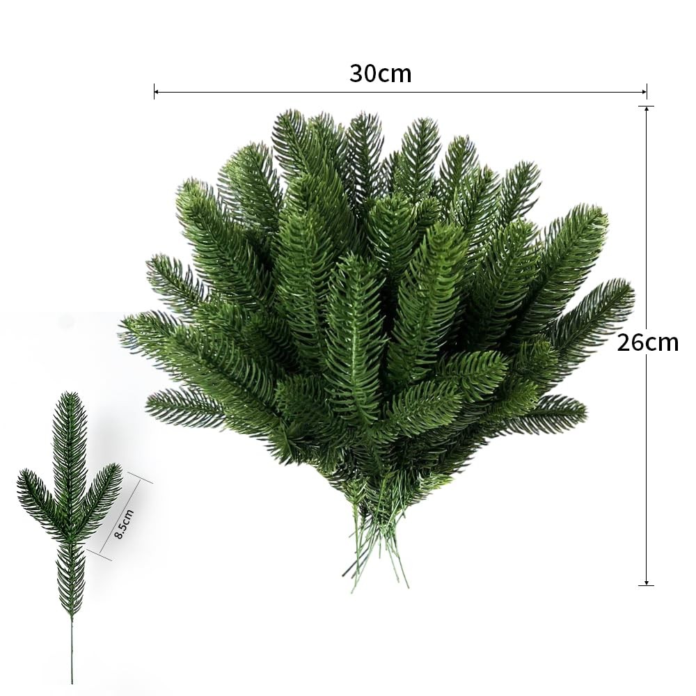 RioBeryo 50 Pcs 10 Inches Artificial Pine Branches Greenery Plants Pine Needl…
