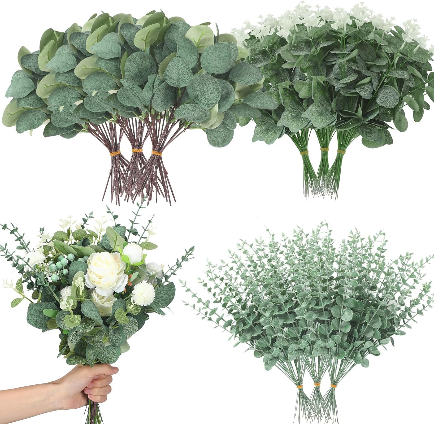1000 Pcs Mixed Eucalyptus Leaves Stems for Wedding Floral Arrangements