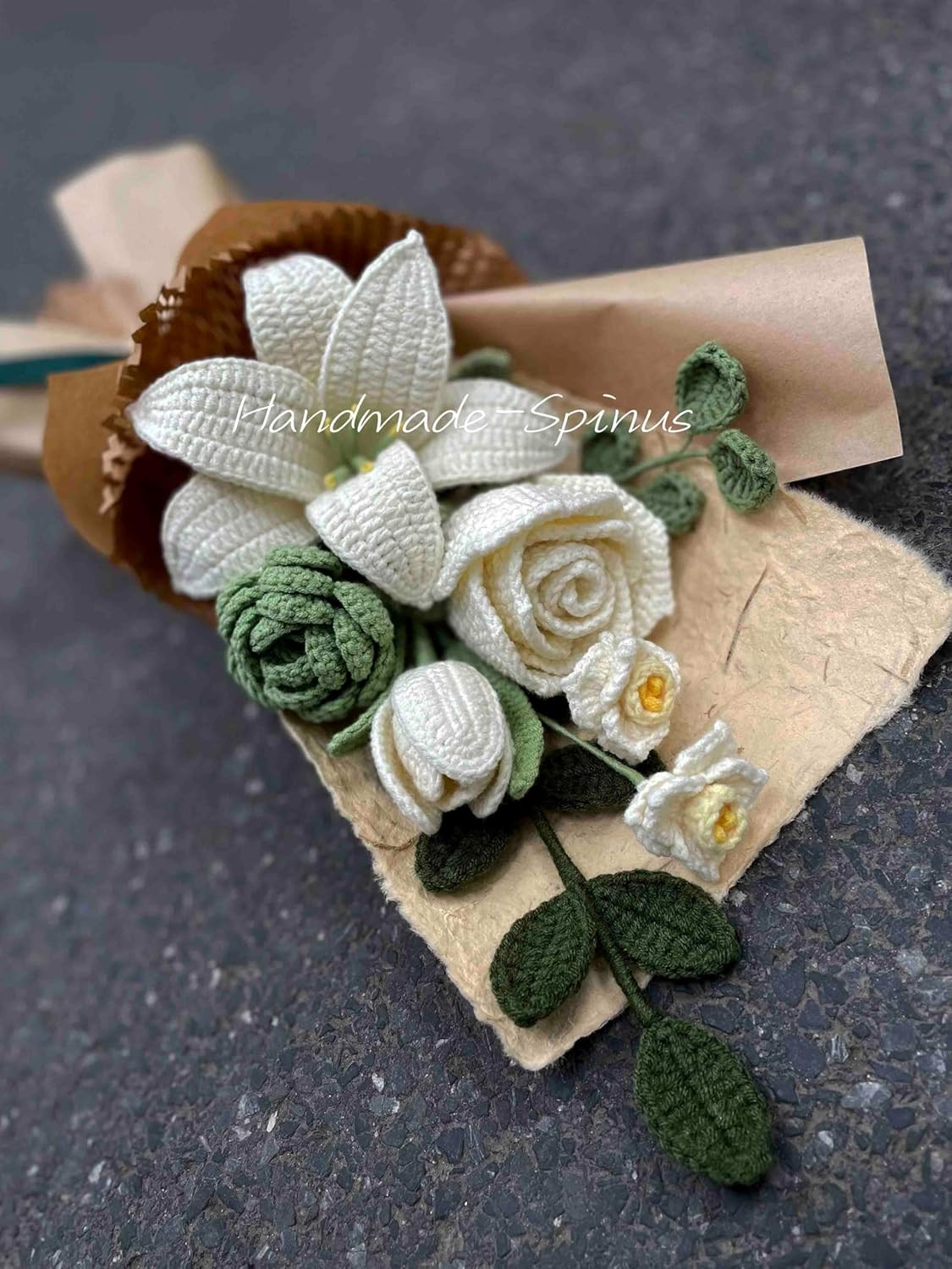 Luxury Handmade Crochet Flower Bouquet – Eternal Lily & Roses Gift