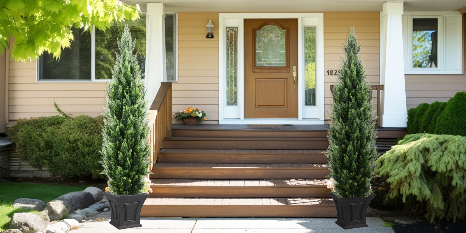 150cm TwoColor Detachable Cypress Tree Artificial Plant Home Garden Decor 2 Pack