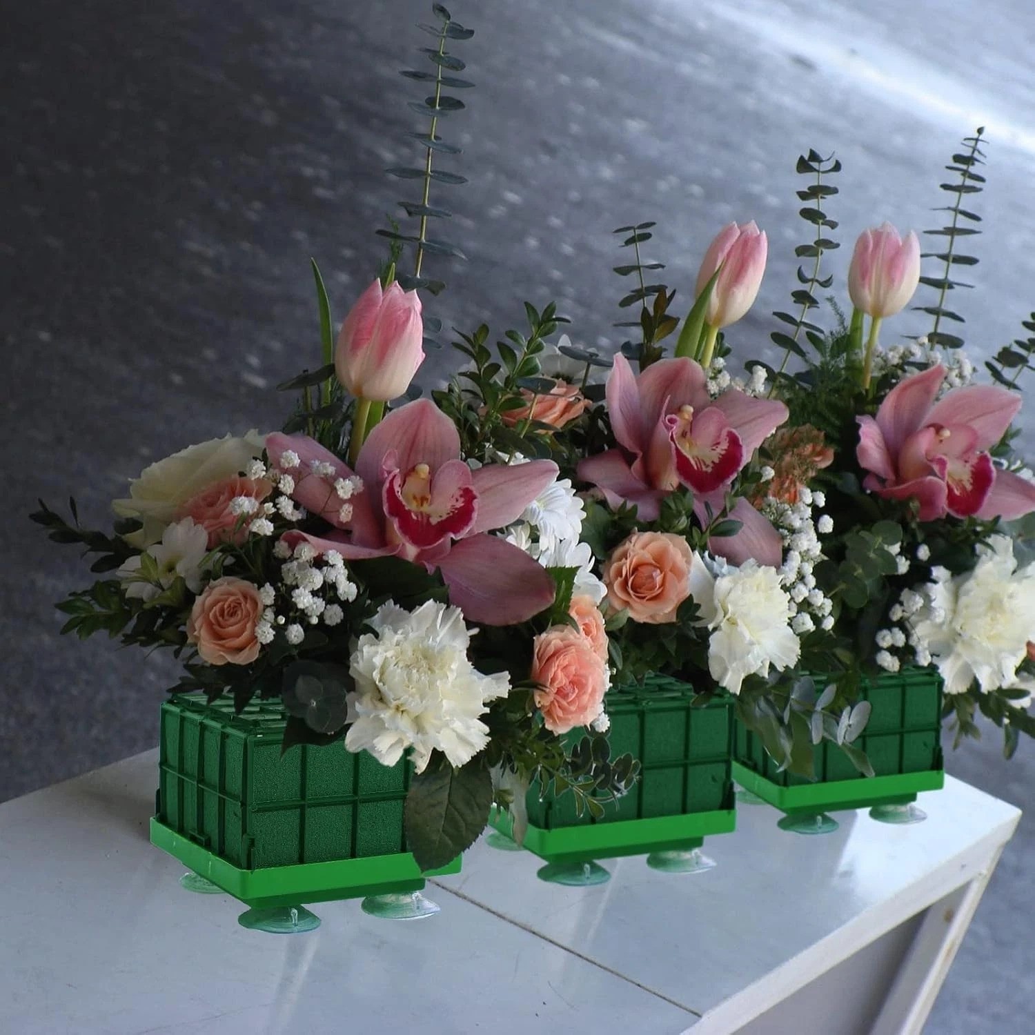 Durable 16pc Floral Foam Cages – Modern Square Metal, 4.3″ for Fresh Flowers