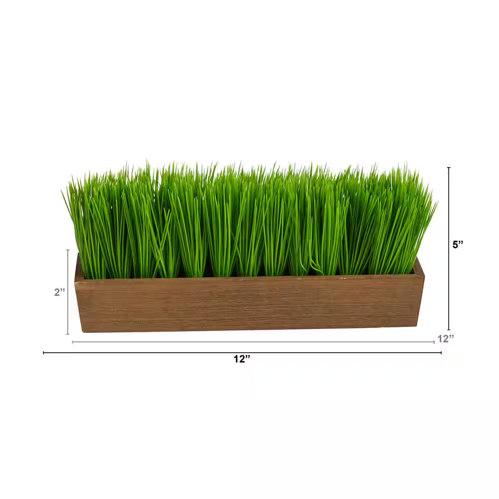 12 In. D Grass Artificial Plant in Decorative Planter
