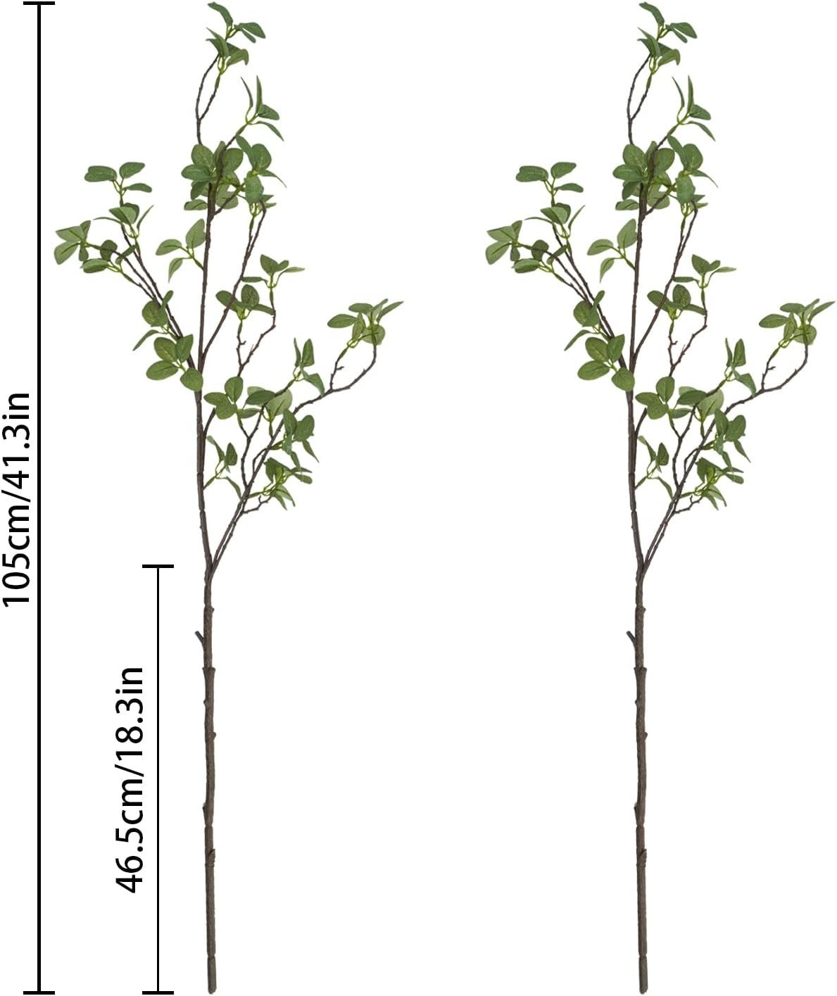 Realistic Faux Greenery Stems – Set of 2, 41.3” Tall for Versatile Indoor Decor