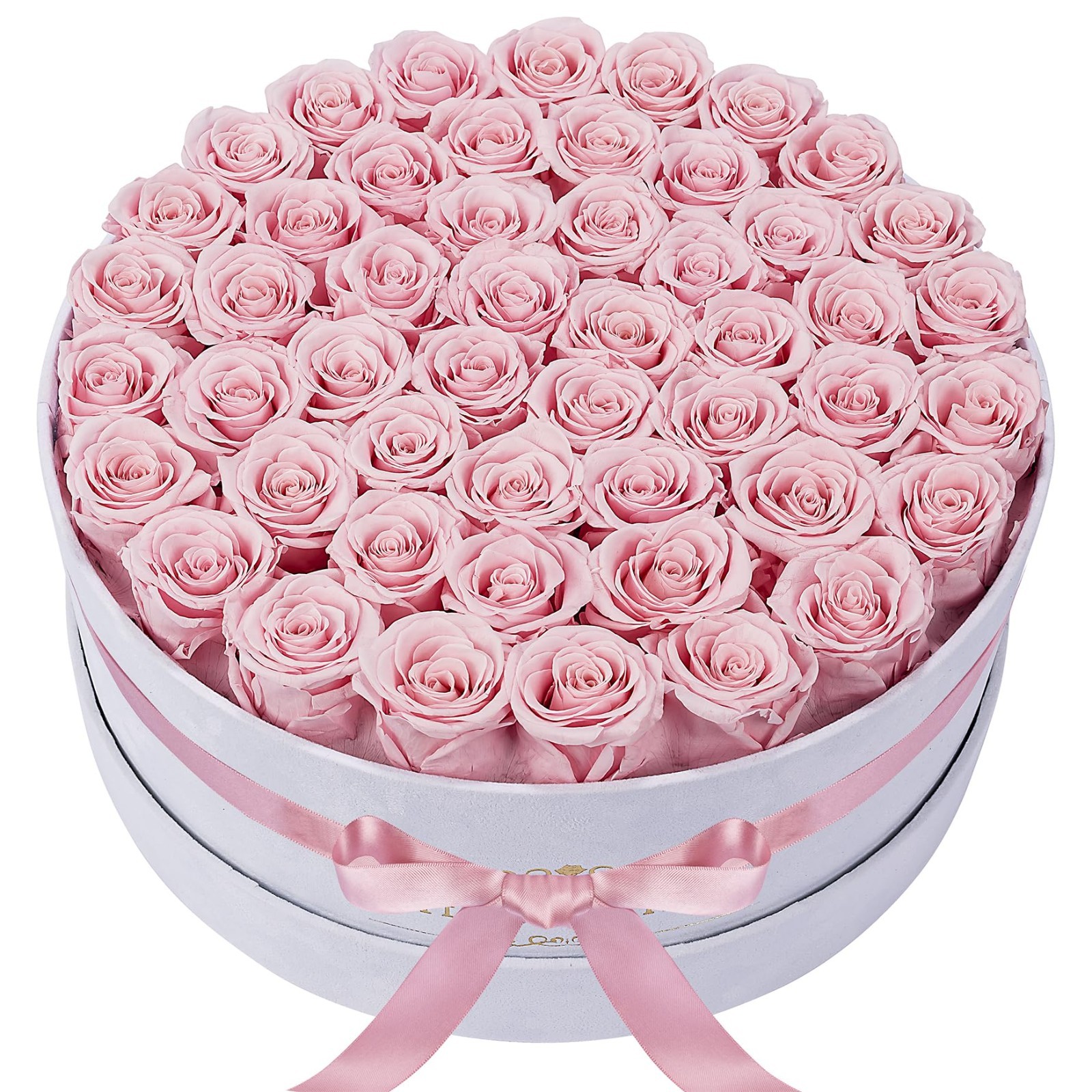 50-Piece Velvet Box Roses – Preserved Flowers for Delivery, Birthday Gifts for W