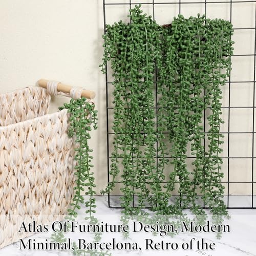 8 Pcs Artificial Succulents Hanging Plants, 27.6 Inch Fake String of Pearls