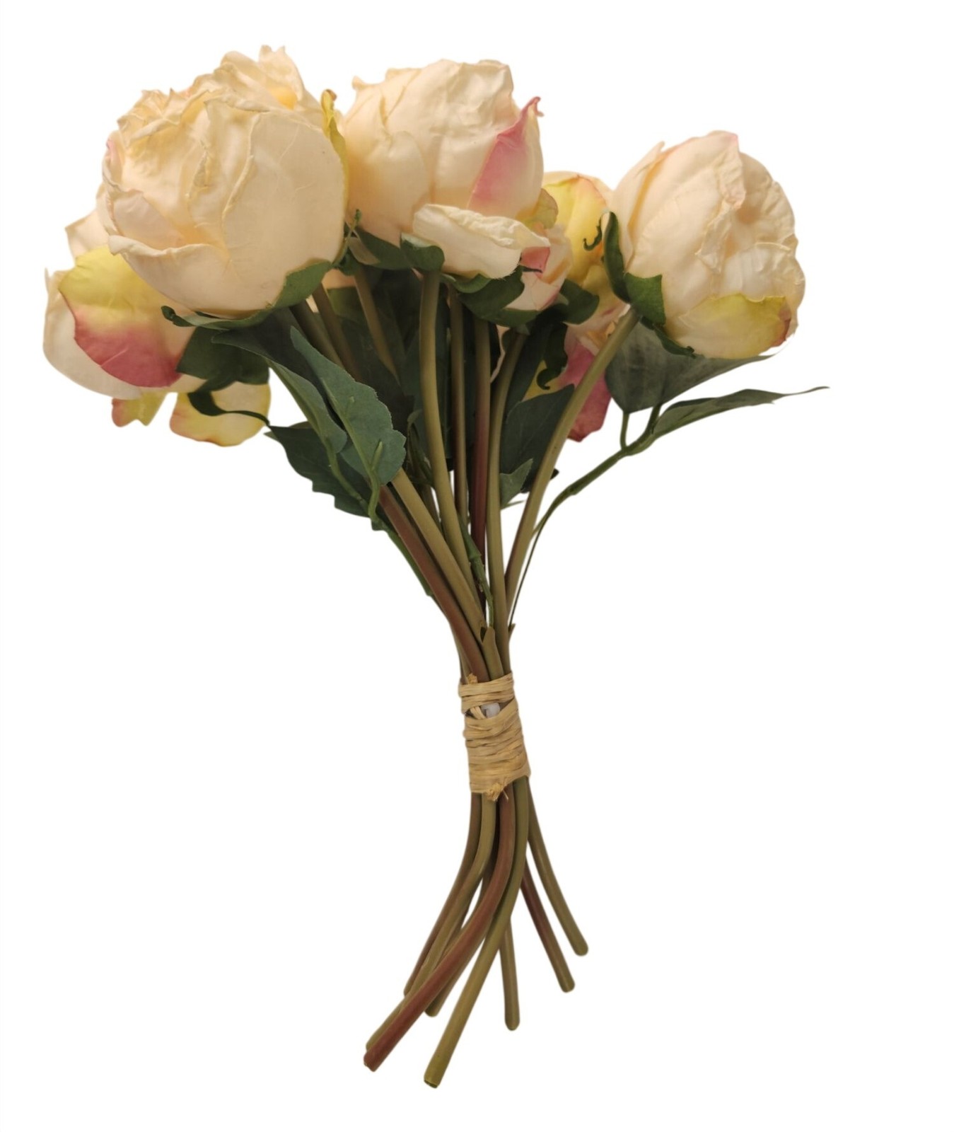 Faux Peony Bouquet Cream Pink Artificial Flowers Cottagecore Decor French Cottag