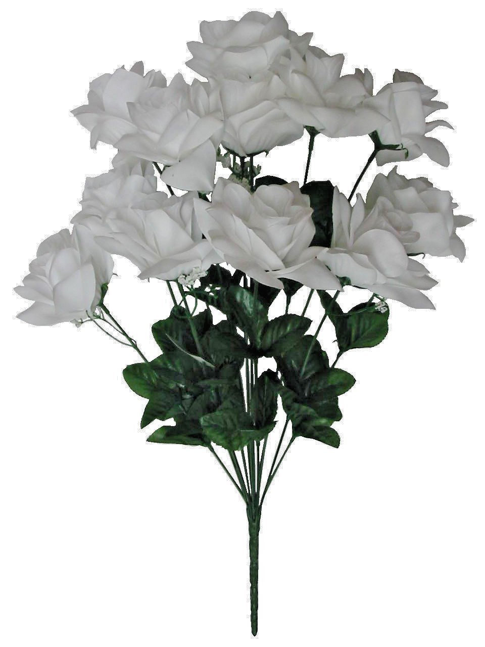 White Microfiber 12-Rose 20″ Bush Silk Flower Home Wedding Decor DIY Craft Art