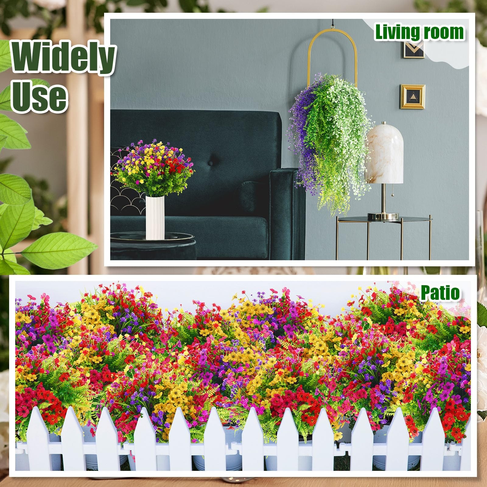 58 Pcs Artificial Fake Hanging Flowers Set for Outdoor Artificial Plants UV R…