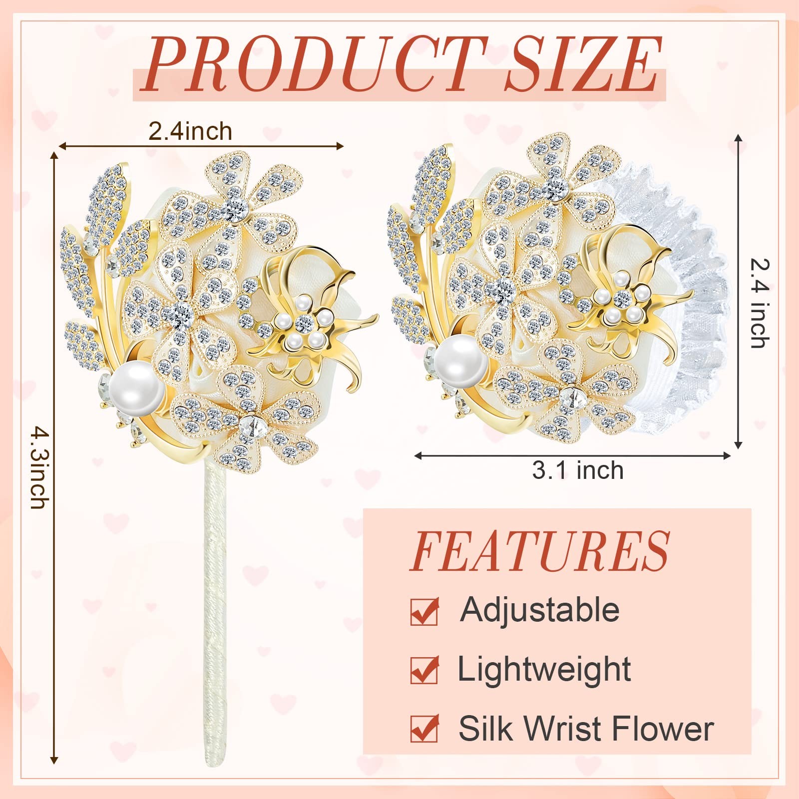 2 PCS Rhinestone Wrist Corsage And Boutonniere Set Artificial Flower Prom