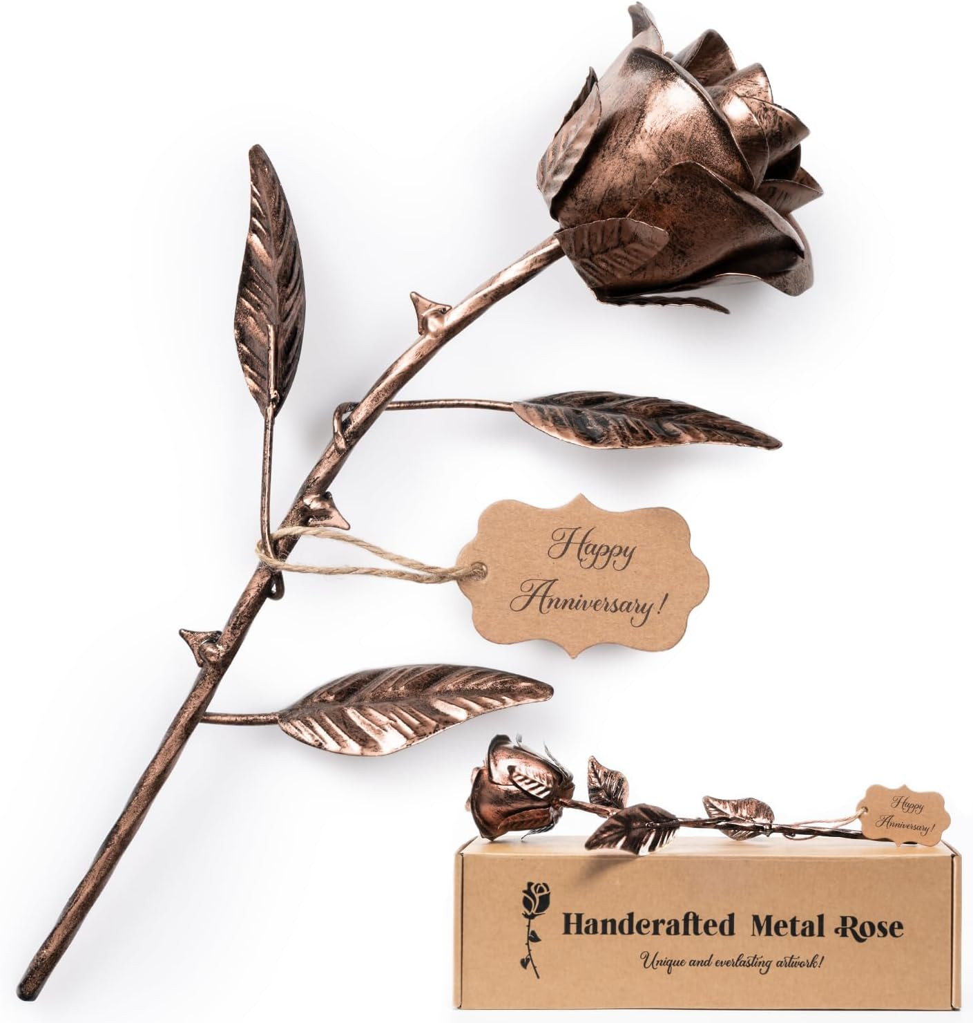 7 Year Anniversary Copper Gift for Her – Metal Rose Copper Gift for Wife 7Th Wed