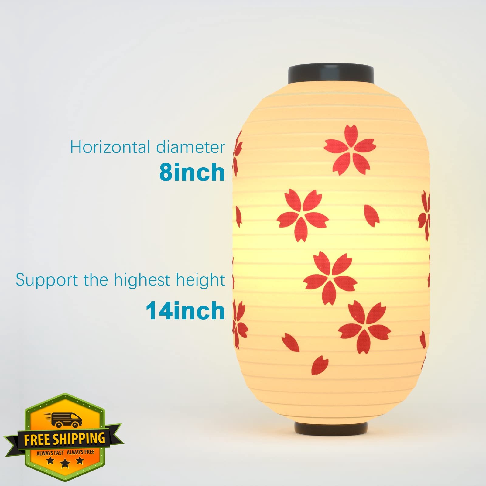 ZUEXT Lanterns Beige White Silk Cherry Blossom