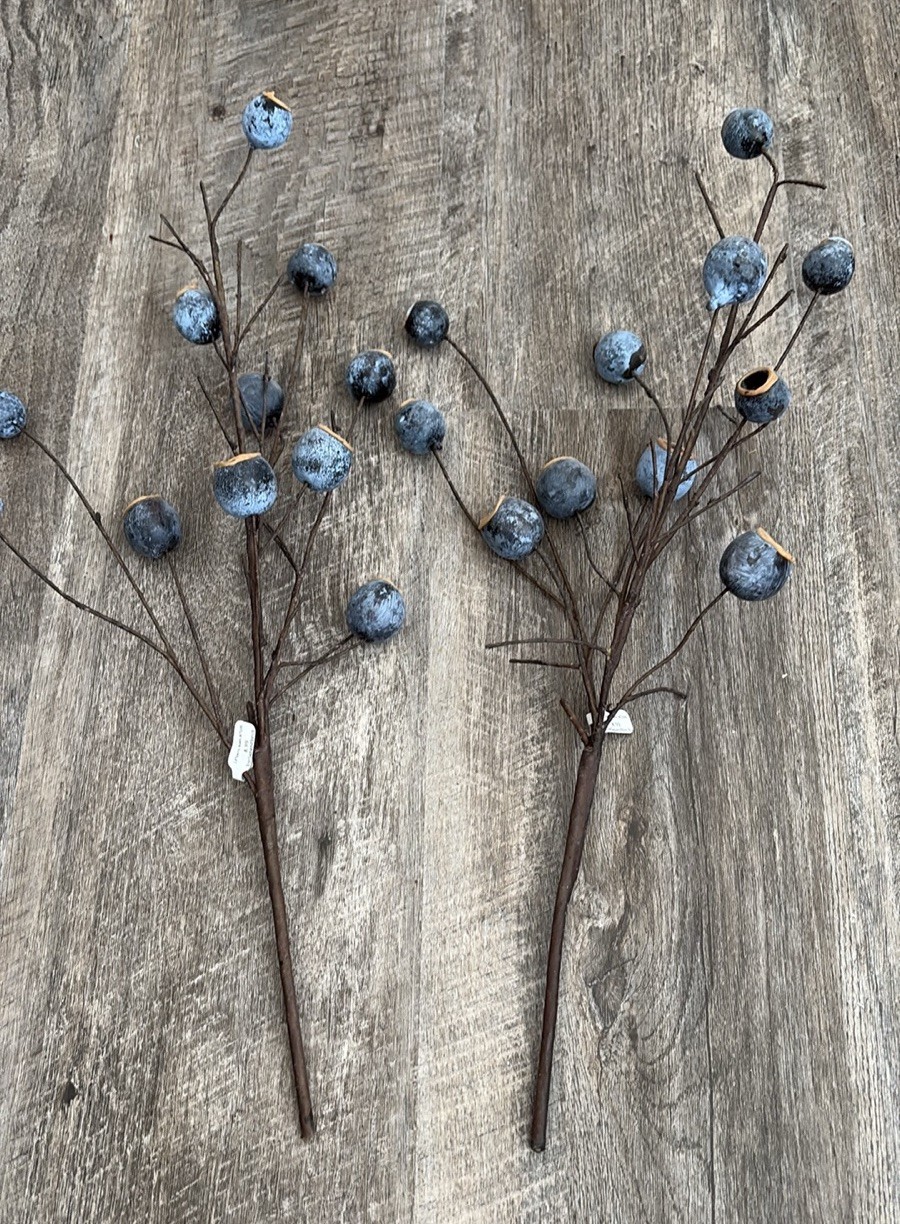NWT Set of two High Quality Blue Berry Bush Stems 18”
