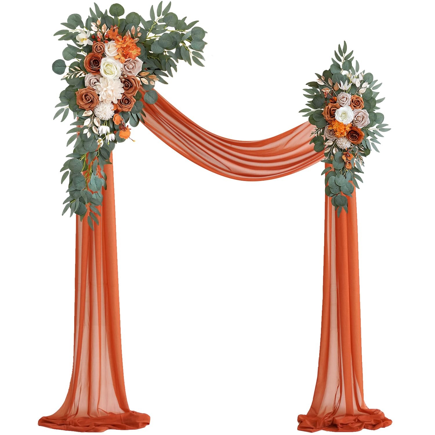 Burnt Orange Artificial Wedding Arch Flowers Kit (Pack of 3) with 26Ft Terrac…