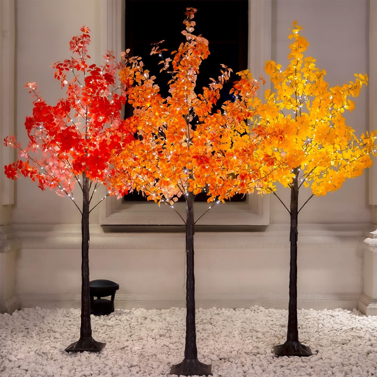 6FT 5-Leaf Lucky Tree with 300 Warm White LEDs (Yellow&Red Leaves)