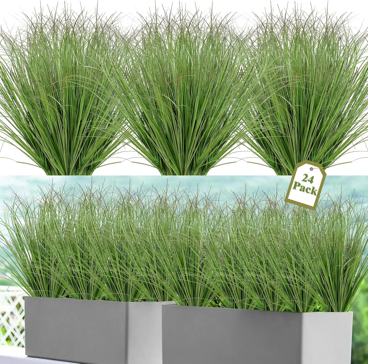 24/32Pcs Artificial Grass Plants, Faux Shrubs Wheat Grass, Artificial Tall Grass