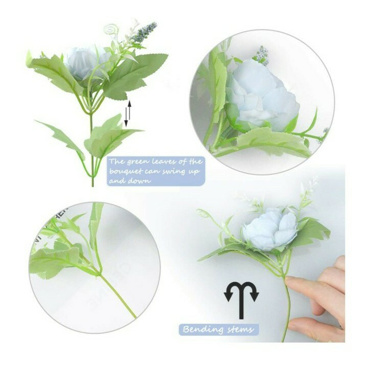 2Pcs Blue Artificial Flower Fake Peony Silk Bulk Hydrangea Carnation Daisy