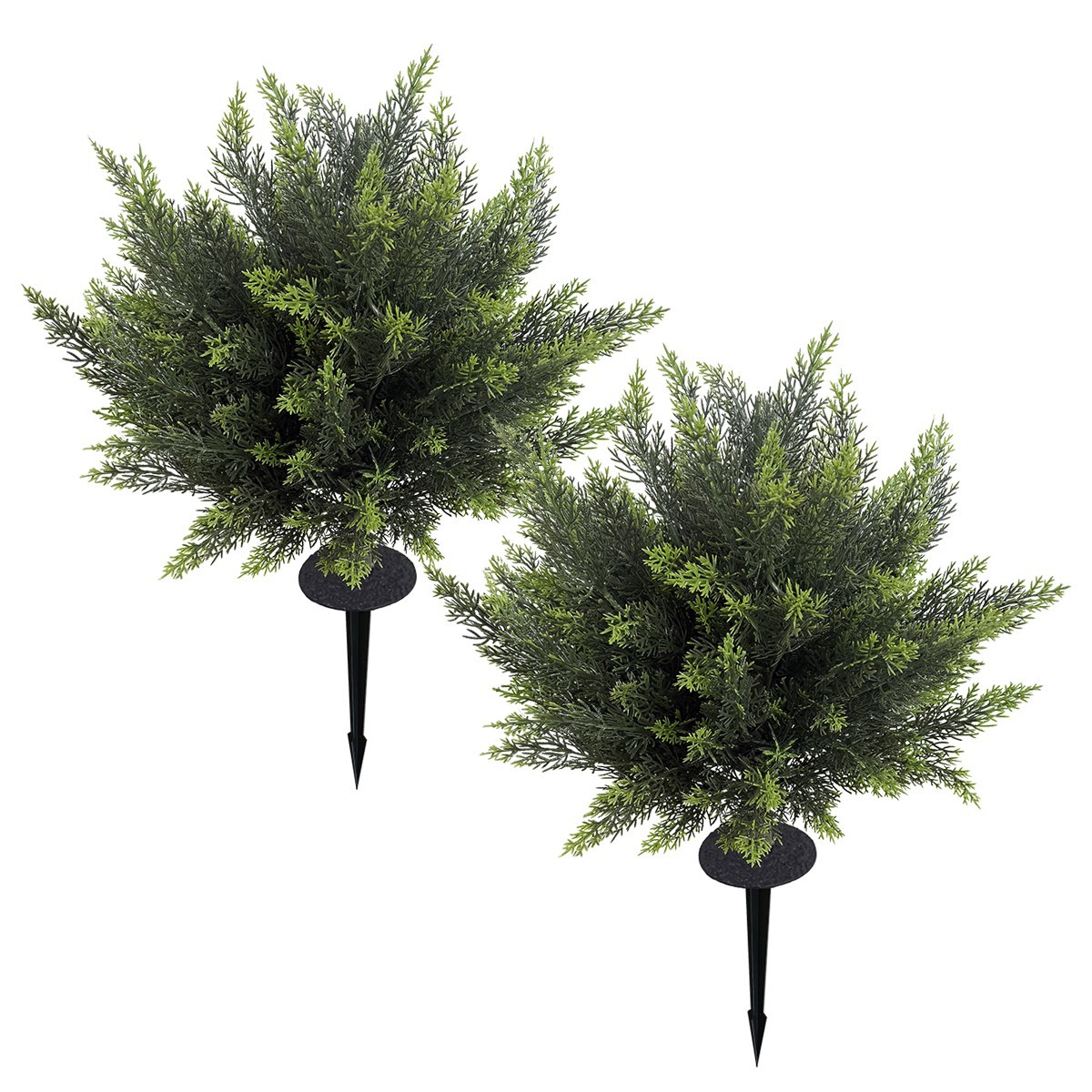 2 Pack Artificial Cypress Ground Stakes, Evergreen Shrubs Outdoor Garden Decor