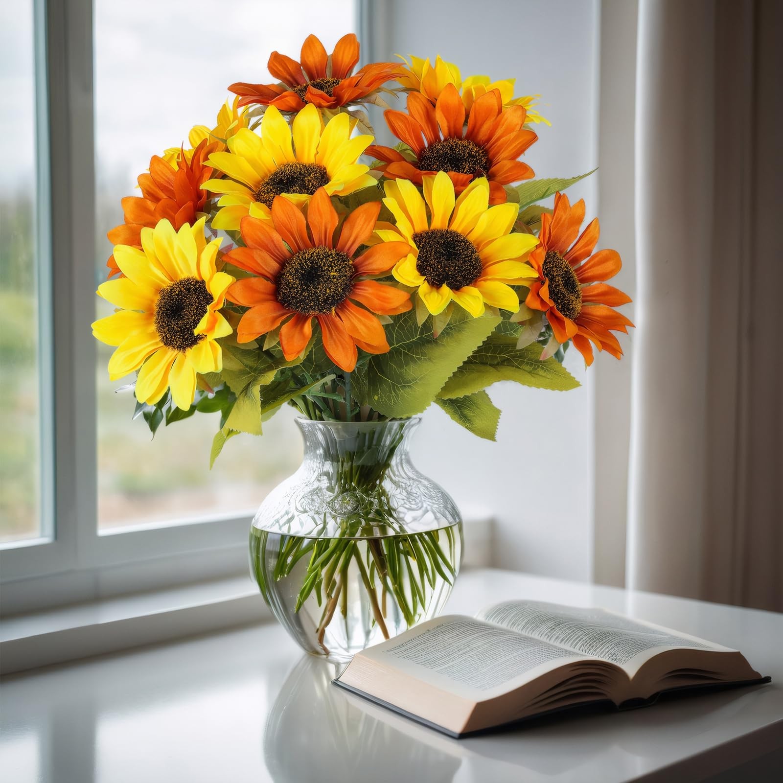 10 Pack Sunflowers Artificial Flowers – Realistic Fake Sunflowers for Home De…