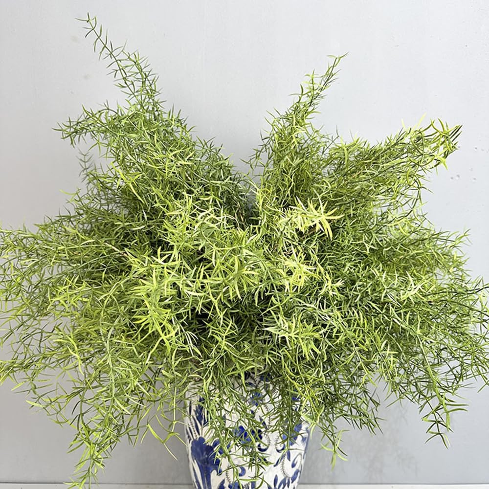 2Pcs Faux Asparagus Fern Bush 26In Large Artificial Radix Asparagi Fern Green…