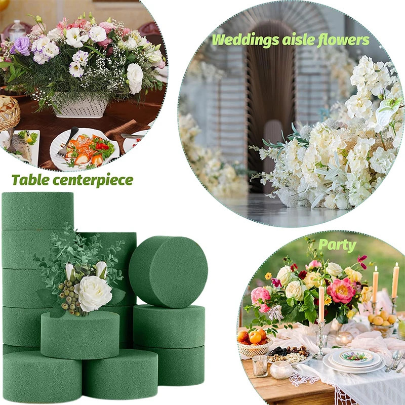 10Pcs 11.5cm Round Floral Foam Bricks for Wedding Party Table Arrangement