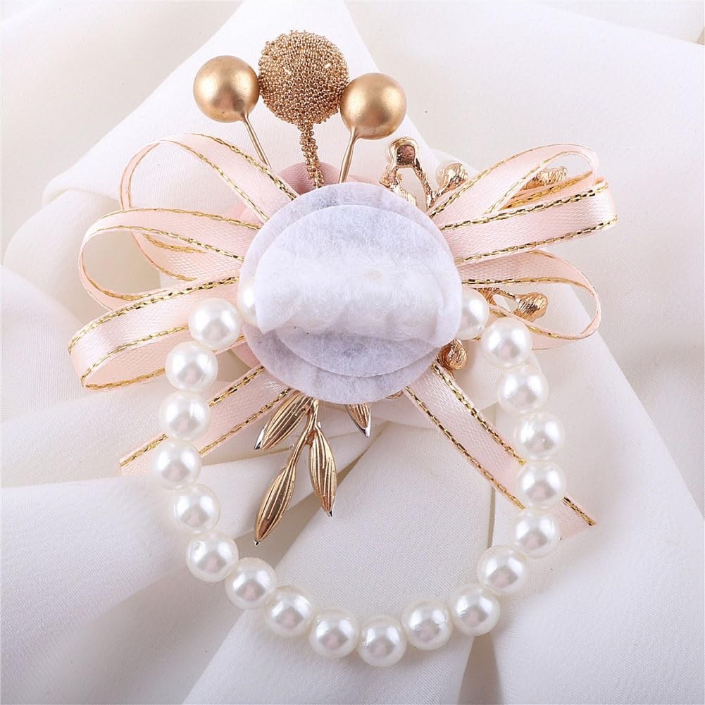 Blush Pink Wrist Corsage Boutonniere Set Wedding Prom Homecoming Artificial