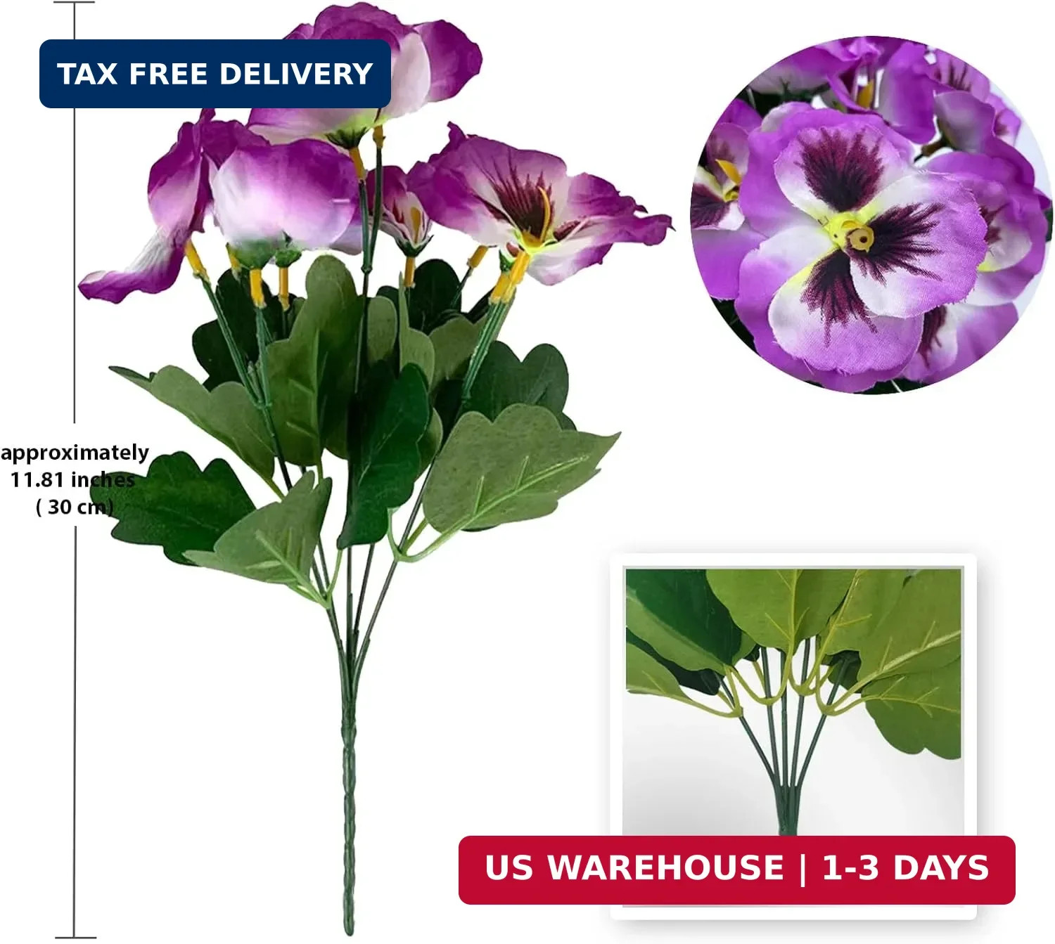Artificial Flowers for Outdoors,10 Bundles UV Resistant Fake Silk Pansy Flowers,
