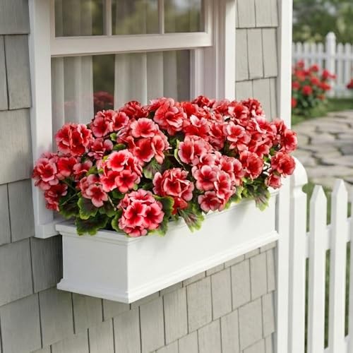 Pcs Artificial Geranium Plant Realistic Silk Flowers for Outside UV 8 Peach
