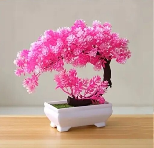 2 PCS Artificial Potted Plant Bonsai Fake Pink Tree Ornaments For Home Decor New