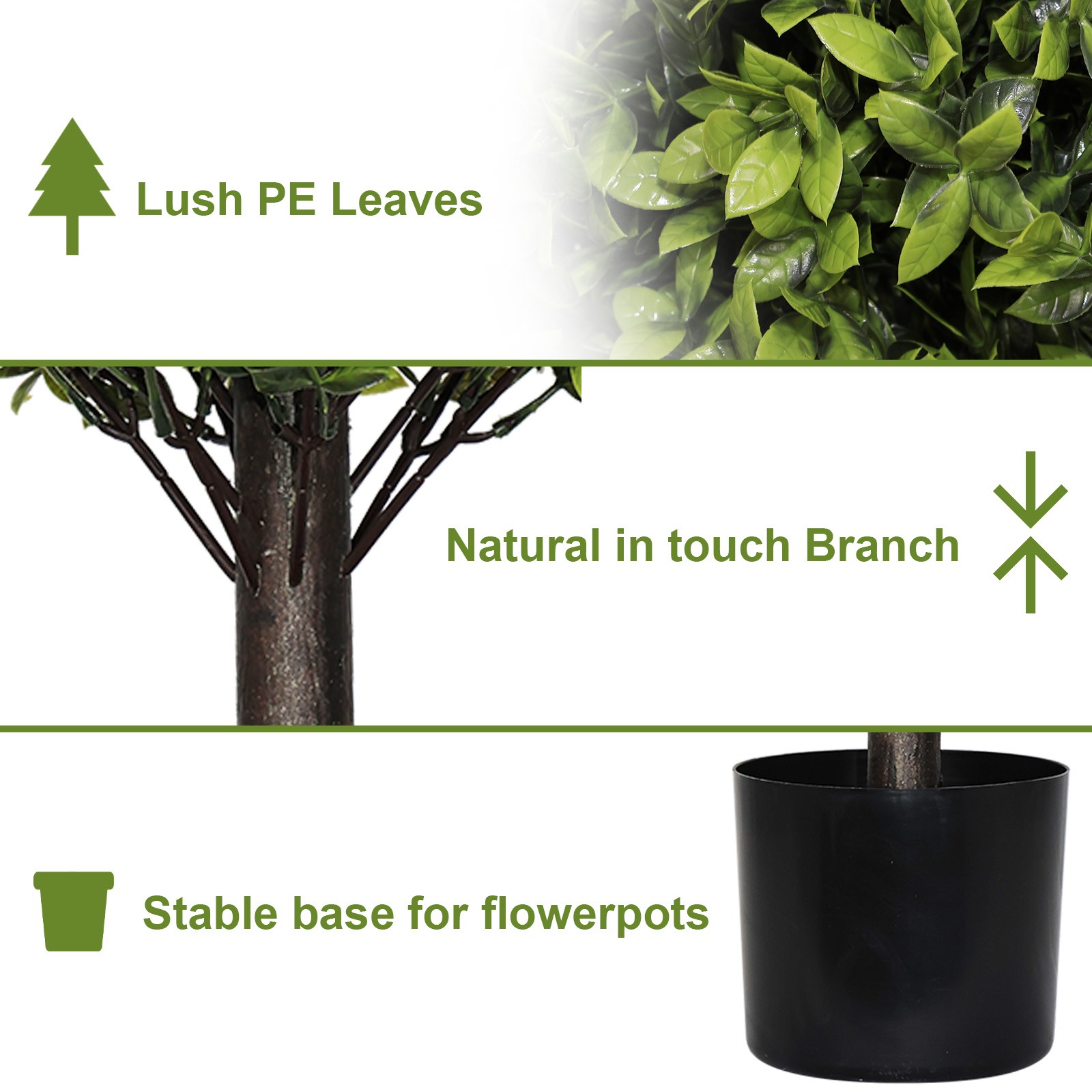 22in Artificial Boxwood Topiary Ball Trees in Pots Home Garden Decor 2pcs/set