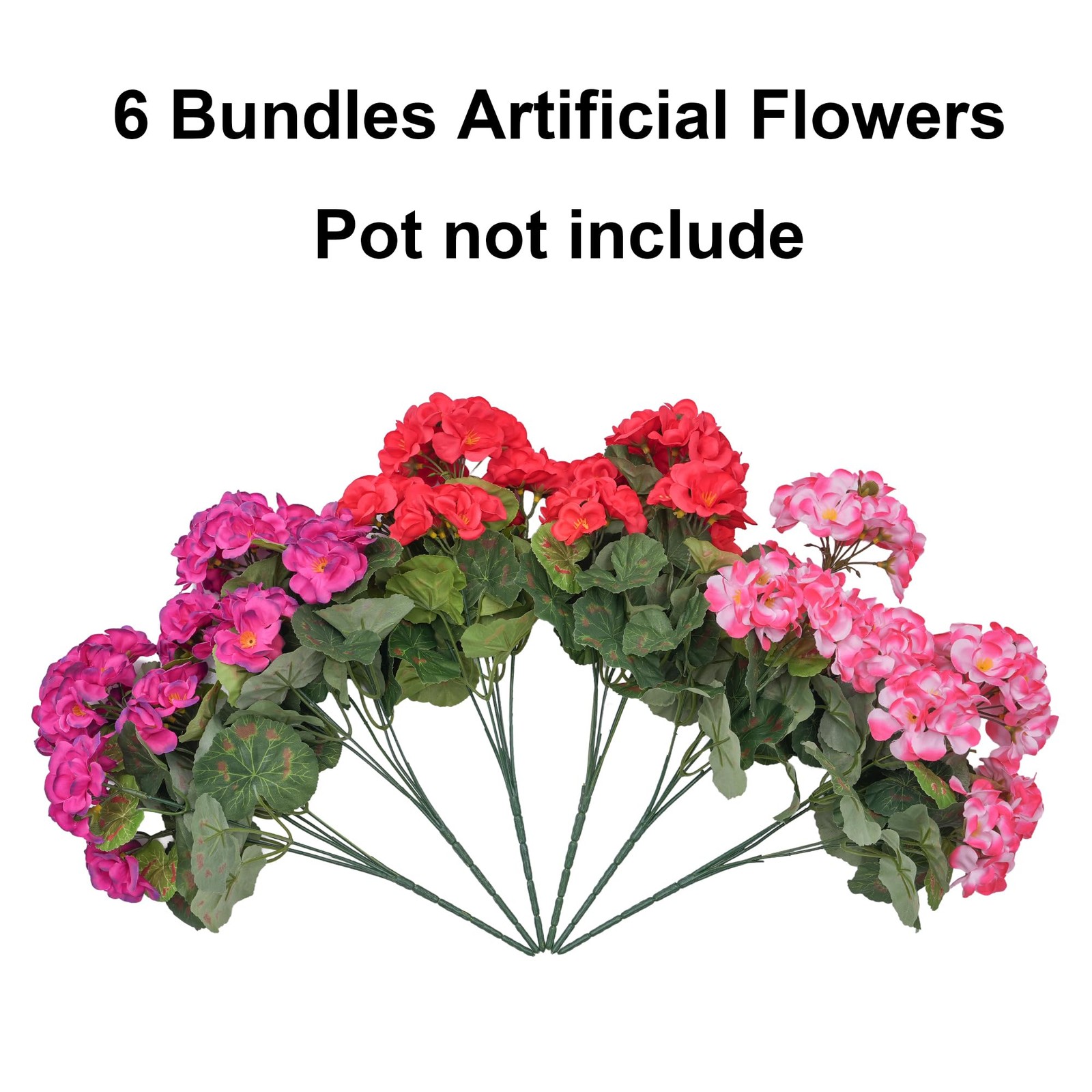 Fake Geraniums Artificial Flowers for Outdoors, 6 Bundles Silk Geraniums Flow…