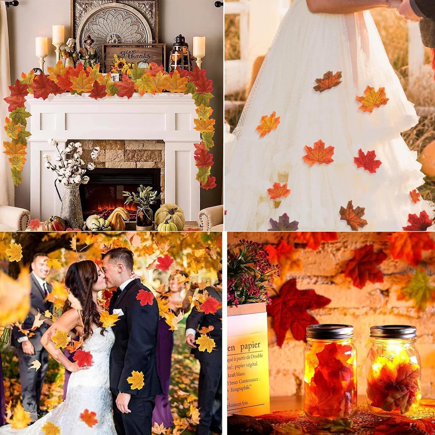 Fake Fall Leaves 100 Pcs Artificial Maple Leaves Decor Fake Fall Leaves for Scra