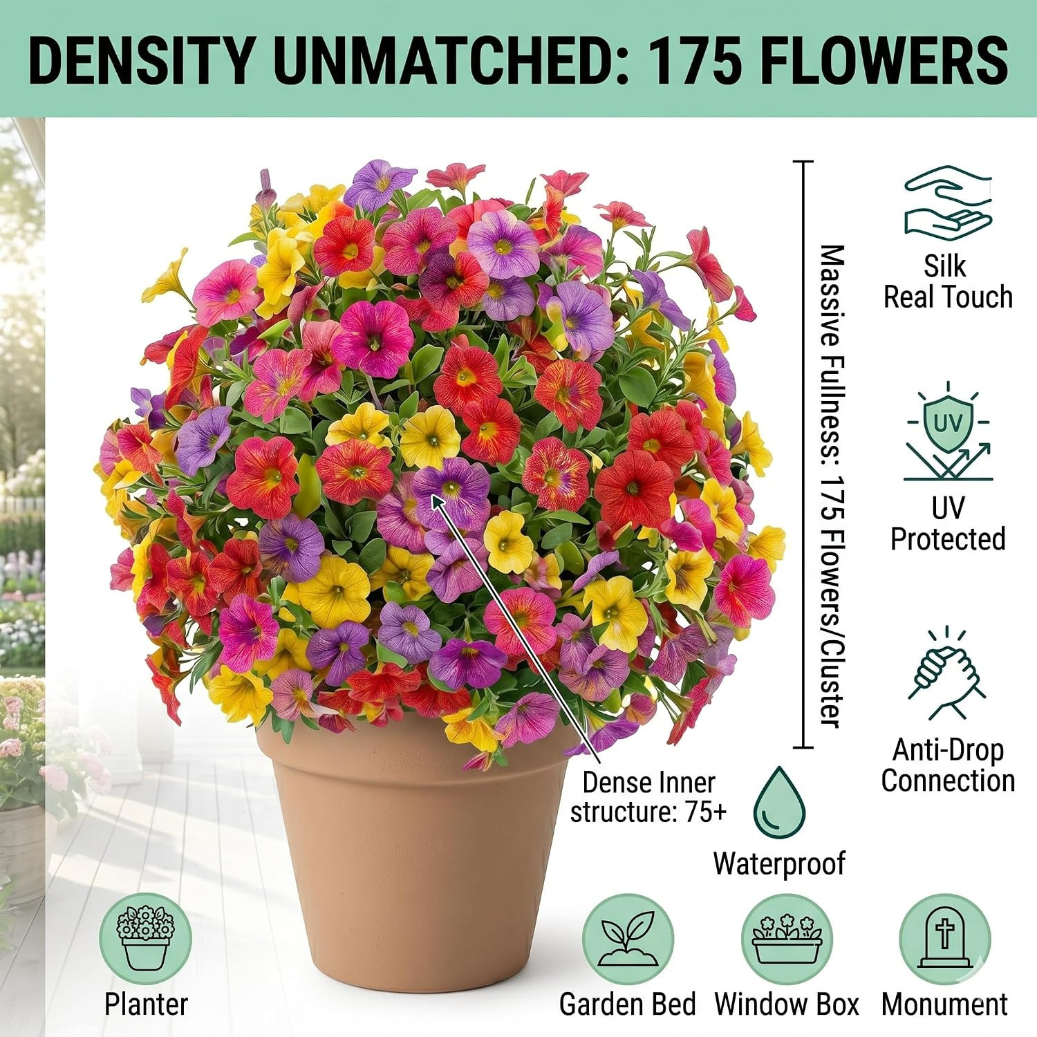 2 Pack UV Resistant Real Touch Outdoor Petunias – Perfect for Yard & Porch Decor