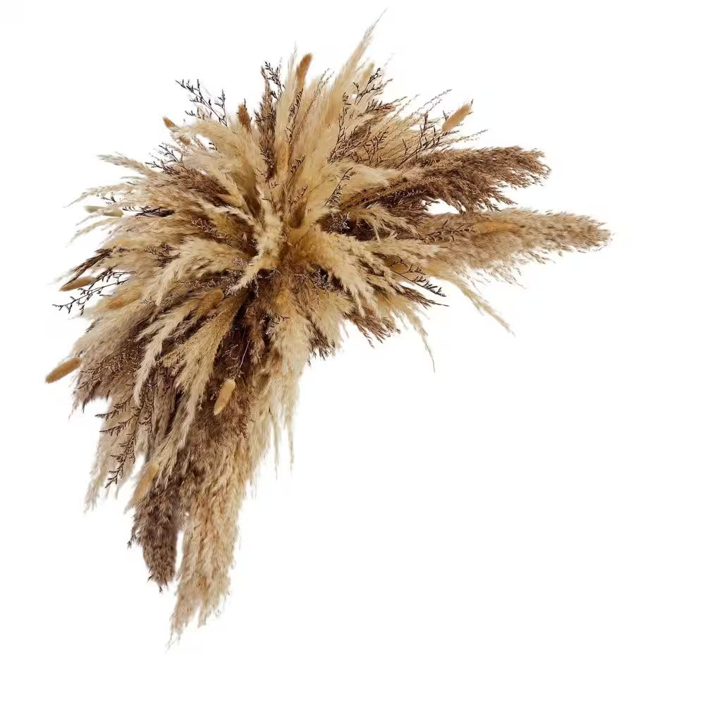 4.33 In. Boho Brown Pink Artificial Plant Wall Hanging Pampas Grass Bunny Tails