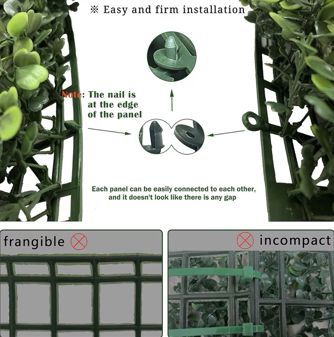 12PCS 10”×10” Boxwood Panels, Artificial Grass Wall Panels Greenery Backdrop