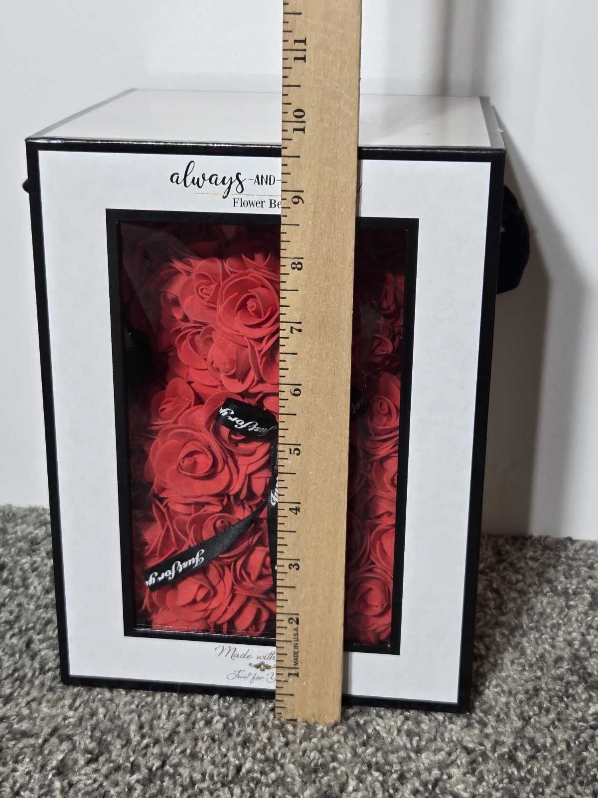 Always And Forever Flower TEDDY BEAR Handmade Foam Red Roses Love Valentine