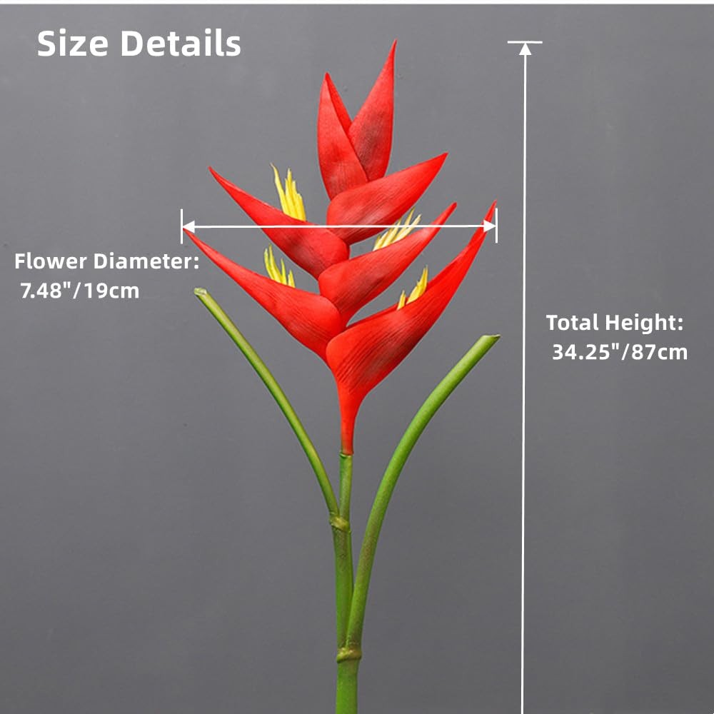 Bird Of Paradise Greenery Plants 34.2 Inch Red Artificial Flowers 2 Count