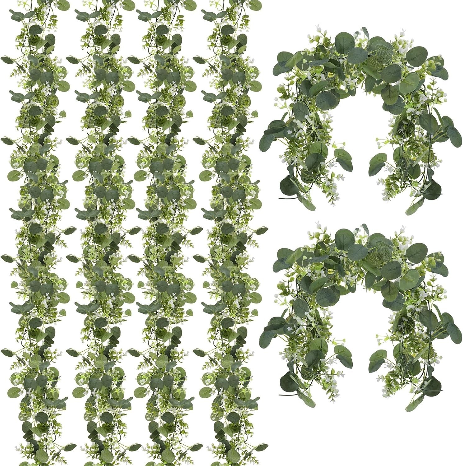 6 Pack 5.9 Feet Faux Eucalyptus Garlands Bulk Artificial Wedding Garland