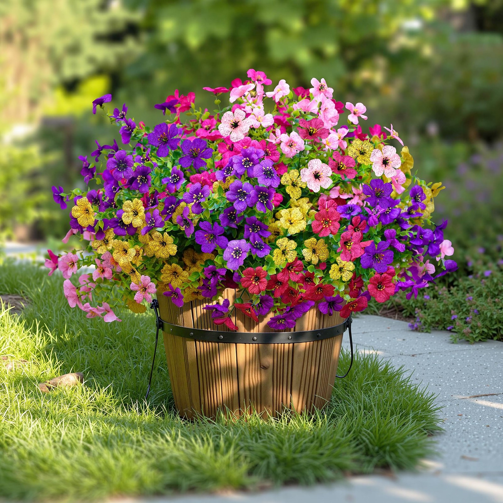 Artificial Faux Flowers Plants for Outdoors Outside Spring Summer Decoration,…